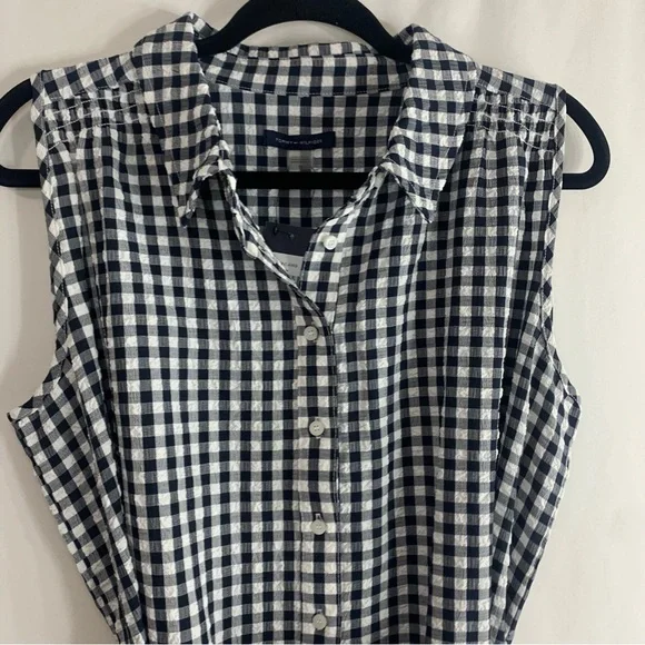 NWT Tommy Hilfiger Navy Gingham Sleeveless Belted Midi Dress, size 10 - Picture 5 of 16